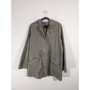 NWT Lucky Brand Jacket Women L Green Hooded Utility Full Zip Military‎ Field